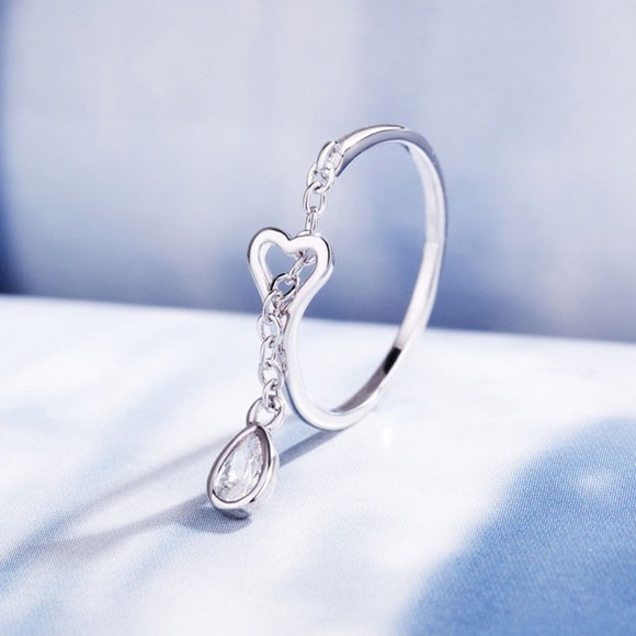 🌹 Dainty and cute Heart chain ring in .925 - Picture 4 of 4